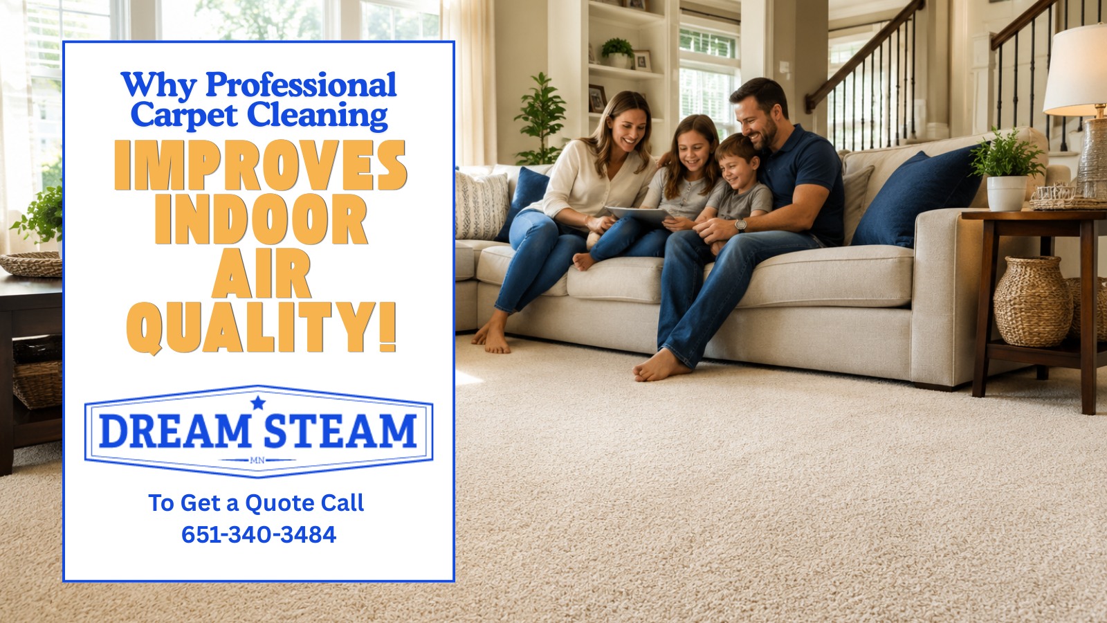 Is your carpet hiding more than just dirt?
Carpets trap dust, pollen, pet dander, allergens, and bacteria every day. While regular vacuuming helps, it only removes surface debris. Professional carpet cleaning reaches deep into the fibers to remove what your vacuum leaves behind, helping improve your home's indoor air quality while extending the life of your carpet.
If it's been over a year since your last professional cleaning, now is the perfect time to freshen up your home!
📞 Contact Dream Steam today to schedule your carpet cleaning.