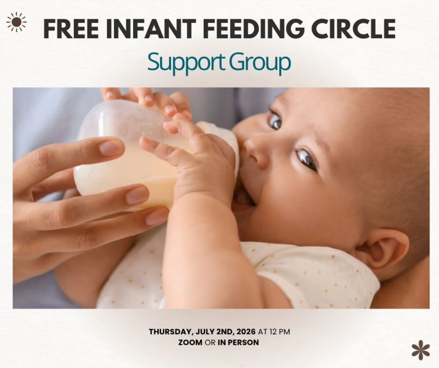 ✨ Free Monthly Infant Feeding Support Group ✨ Join us this Thursday, July 2nd, at 12:00 PM for a supportive,…