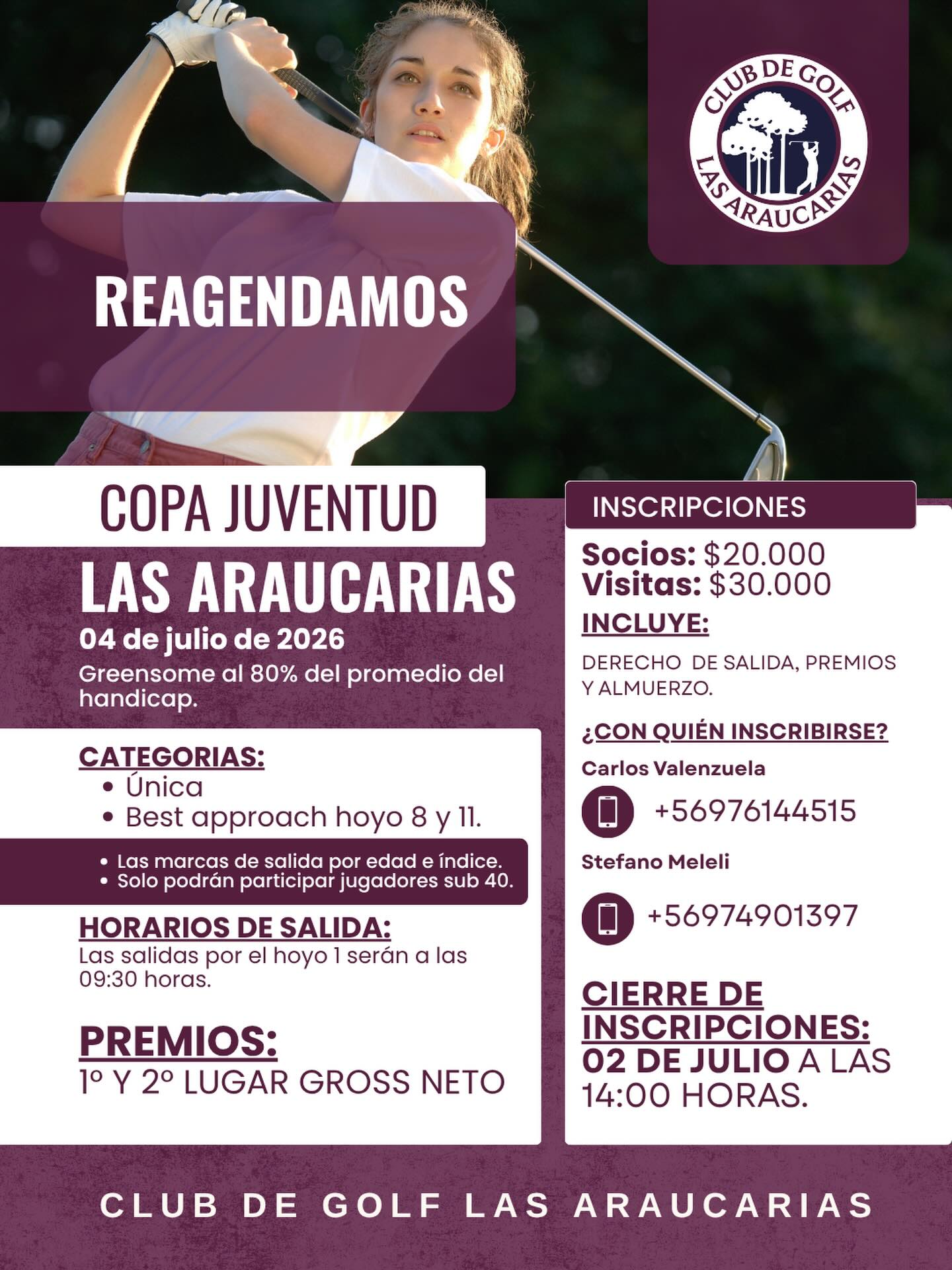 CAMPEONATO REAGENDADO ⛳️ En Club de Golf las Arauc…
