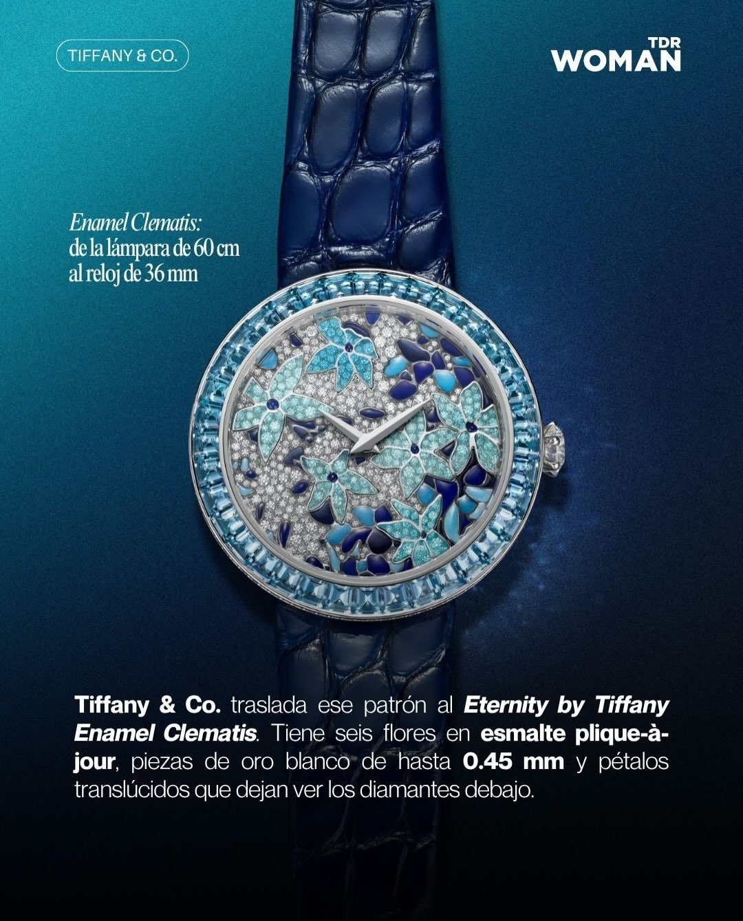 @tiffanyandco returns to a story that began to shift in 2005, when hundreds of family letters from Clara Driscoll came to light. Driscoll was the designer who led the women’s glass-cutting department at Louis C. Tiffany’s firm, and through those letters, a less visible side of the house started to take shape: the Tiffany Girls, the women who selected colors, cut glass and built the compositions behind some of its most recognizable lamps. They also revealed the conditions these women worked under: they were not allowed to join the glassworkers’ union and had to leave their jobs when they married.
That world of glass, color and light inspires the new Eternity by Tiffany Enamel Clematis, a piece that takes the pattern of a Clematis shade attributed to Driscoll and brings it to a 36 mm dial with translucent flowers, diamonds beneath the petals and more than 100 hours of work.
_____
@tiffanyandco vuelve a una historia que empezó a cambiar en 2005, cuando aparecieron cientos de cartas familiares de Clara Driscoll, la diseñadora que dirigió el departamento femenino de corte de vidrio en la firma de Louis C. Tiffany. En esas cartas tomó forma una parte menos visible de la casa: las Tiffany Girls, mujeres que seleccionaban tonos, cortaban vidrio y armaban composiciones que hicieron reconocibles algunas de sus lámparas más famosas. También salió a la luz el contexto en el que trabajaban: no podían entrar al sindicato de vidrieros y debían dejar el puesto al casarse.
Ese trabajo con vidrio, color y luz inspira el nuevo Eternity by Tiffany Enamel Clematis, una pieza que toma el patrón de una pantalla Clematis atribuida a Driscoll y lo lleva a una carátula de 36 mm con flores translúcidas, diamantes bajo los pétalos y más de 100 horas de trabajo.
Lee la nota completa en nuestro #linkinbio.
#tiffanyandco #TiffanyEnamelClematis #tdrwoman